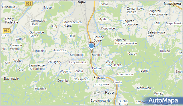 mapa Barcice, Barcice gmina Stary Sącz na mapie Targeo
